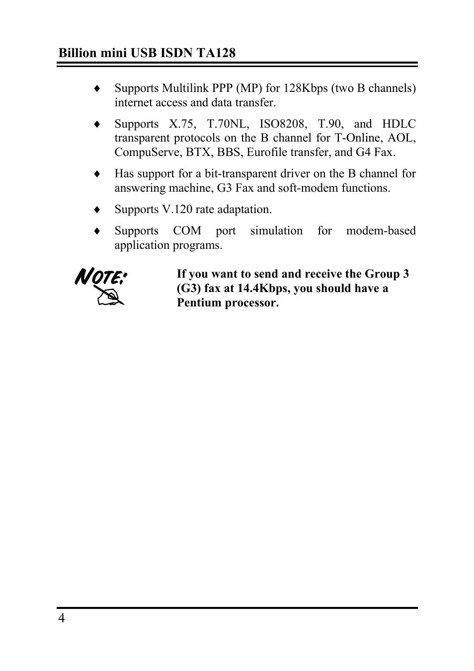 Billion Electric Company TA128 User Manual | Page 8 / 32