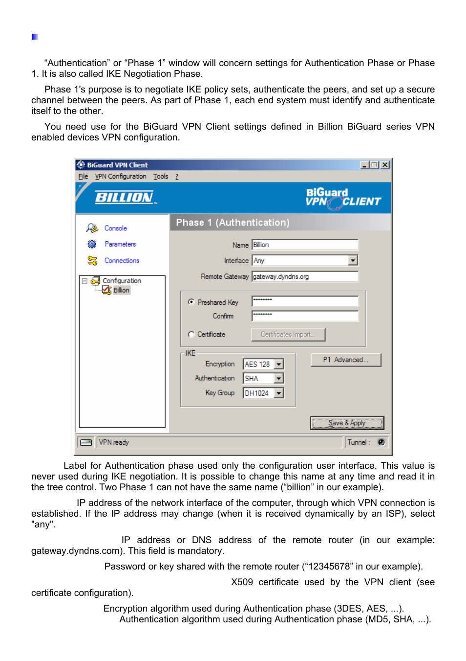 Billion Electric Company BiGuard VPN Client BiGuard Series User Manual | Page 6 / 18