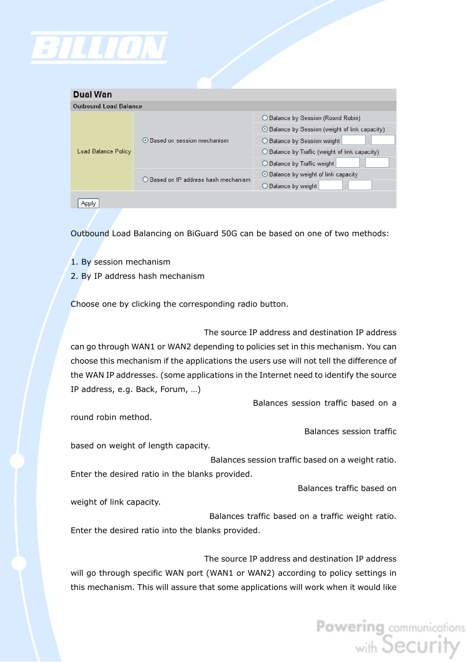 Billion Electric Company BiGuard 50G User Manual | Page 102 / 223