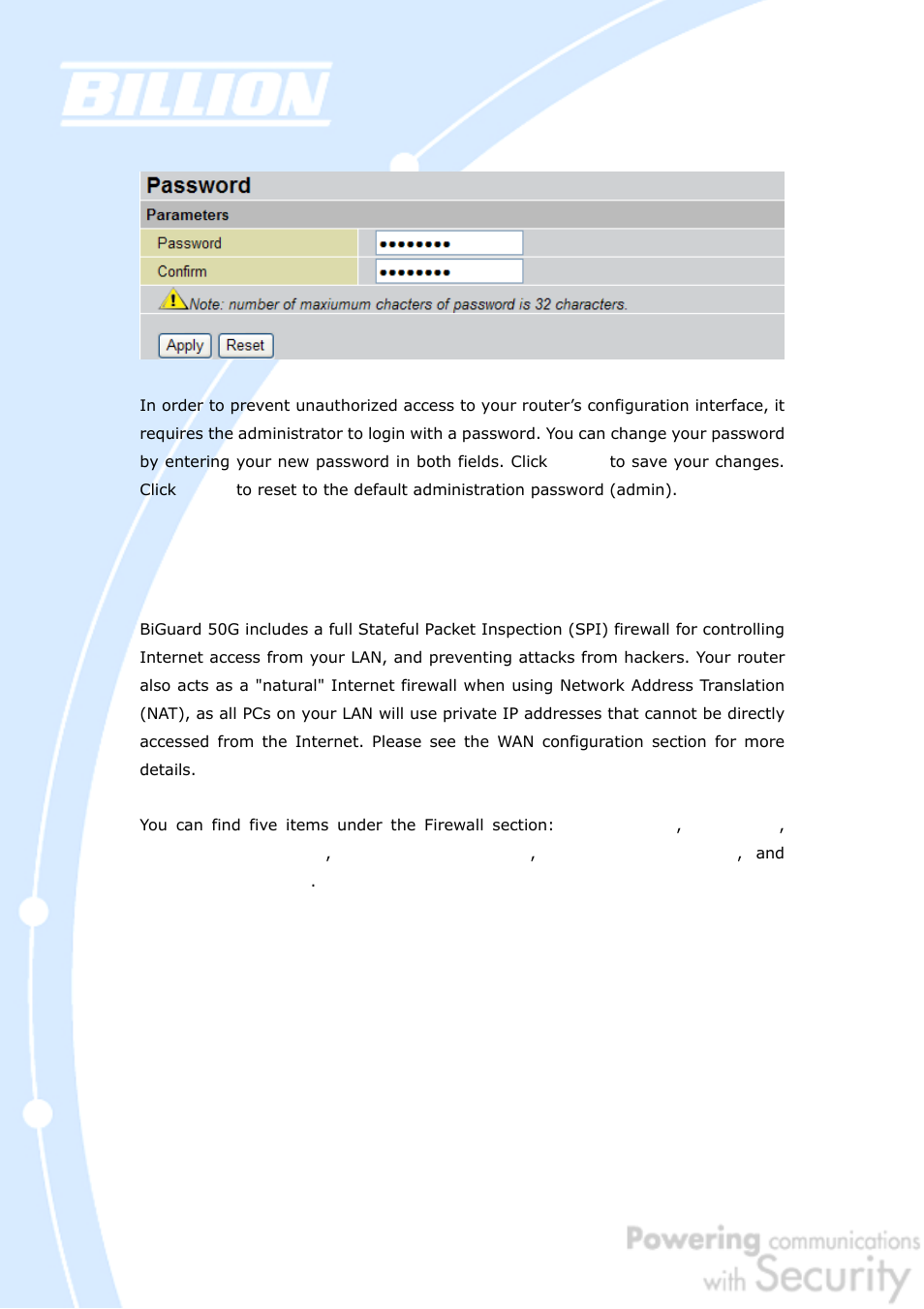 Billion Electric Company BiGuard 50G User Manual | Page 112 / 223