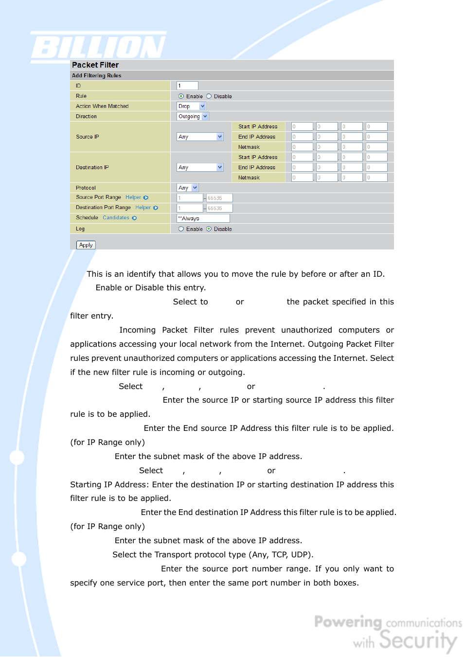 Billion Electric Company BiGuard 50G User Manual | Page 114 / 223