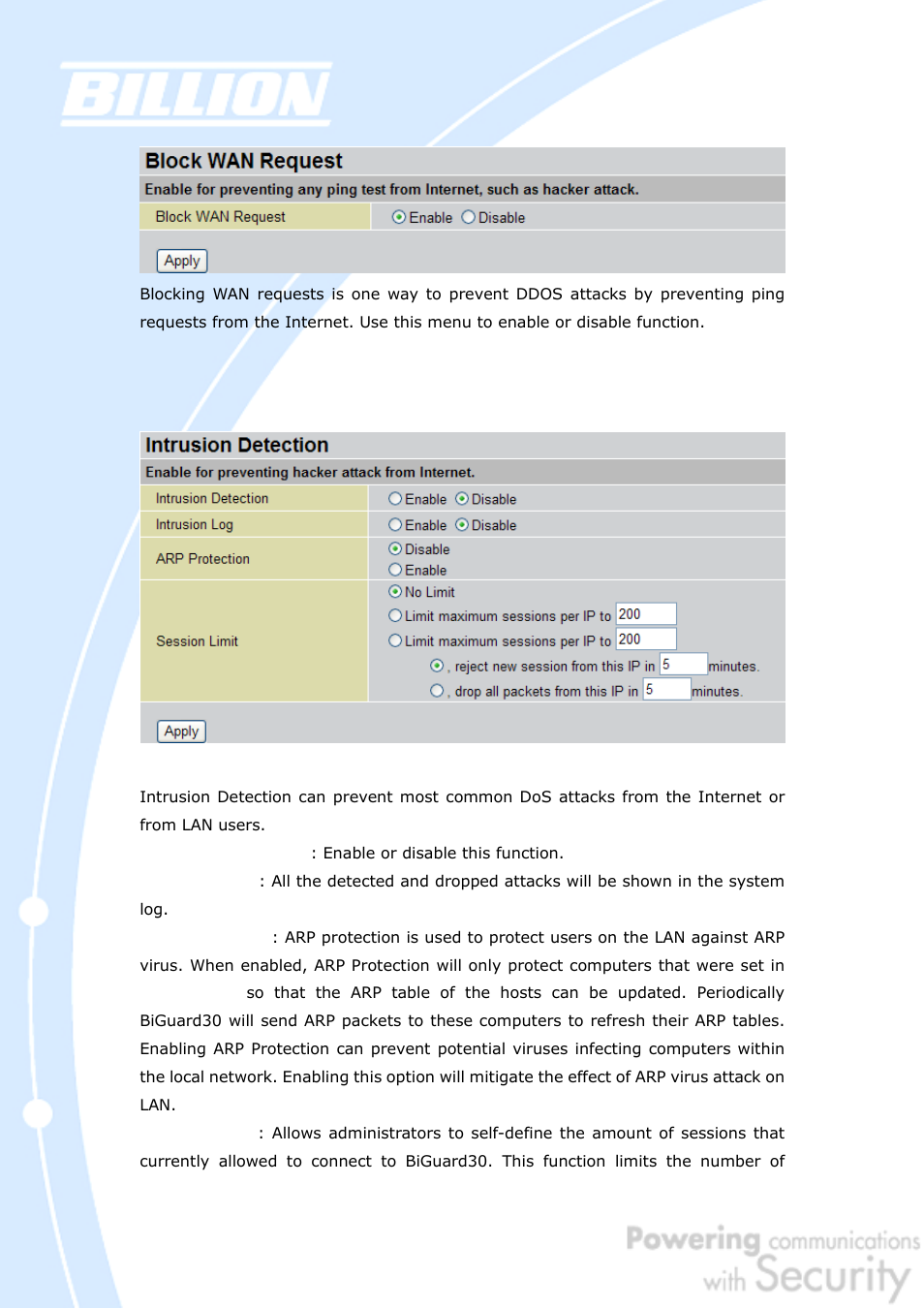 Billion Electric Company BiGuard 50G User Manual | Page 120 / 223