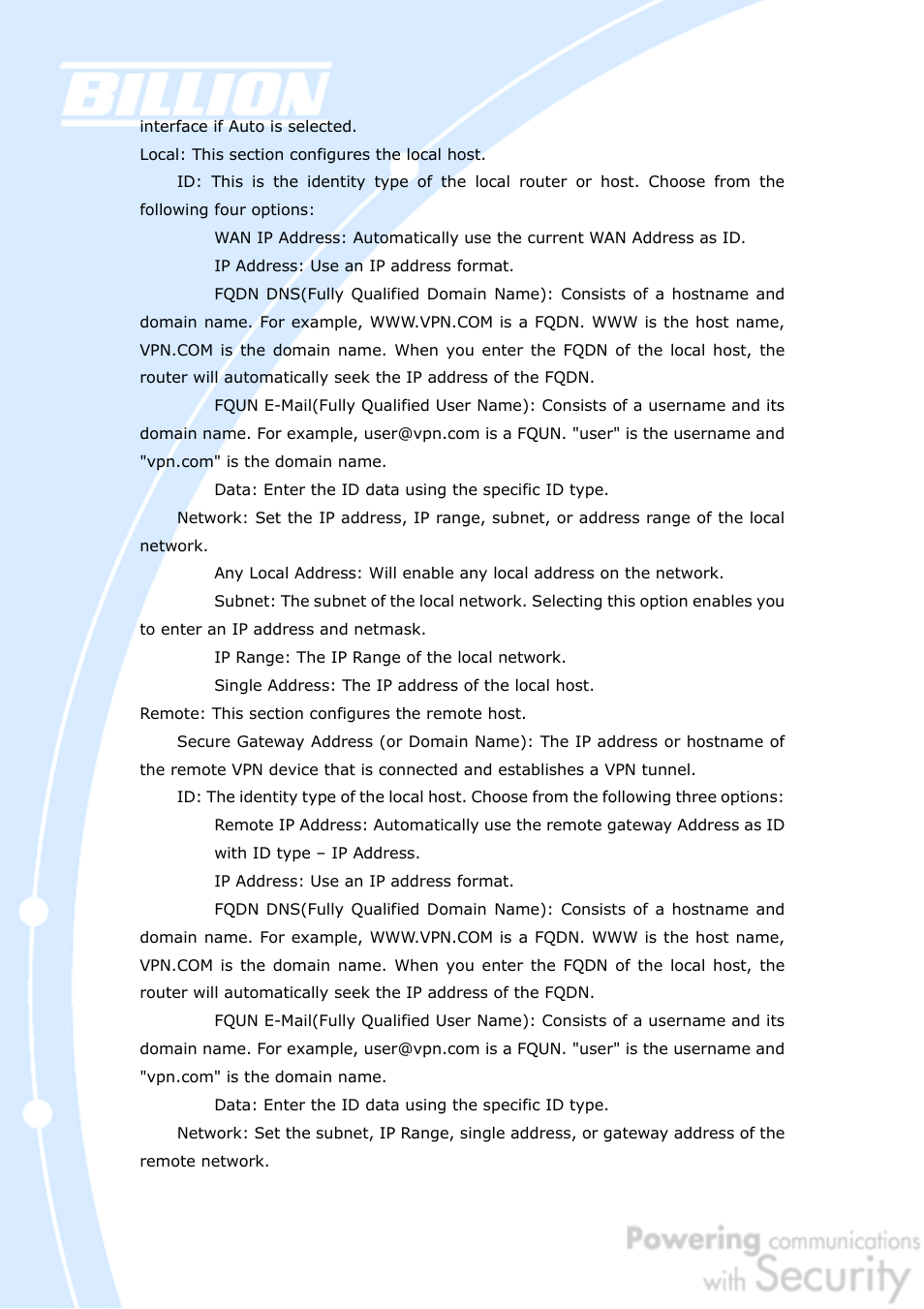 Billion Electric Company BiGuard 50G User Manual | Page 128 / 223