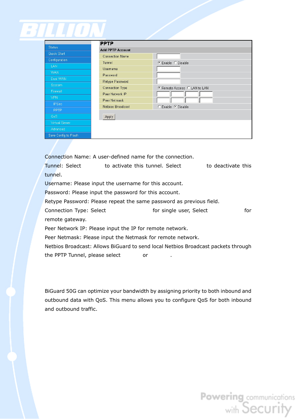 Billion Electric Company BiGuard 50G User Manual | Page 132 / 223