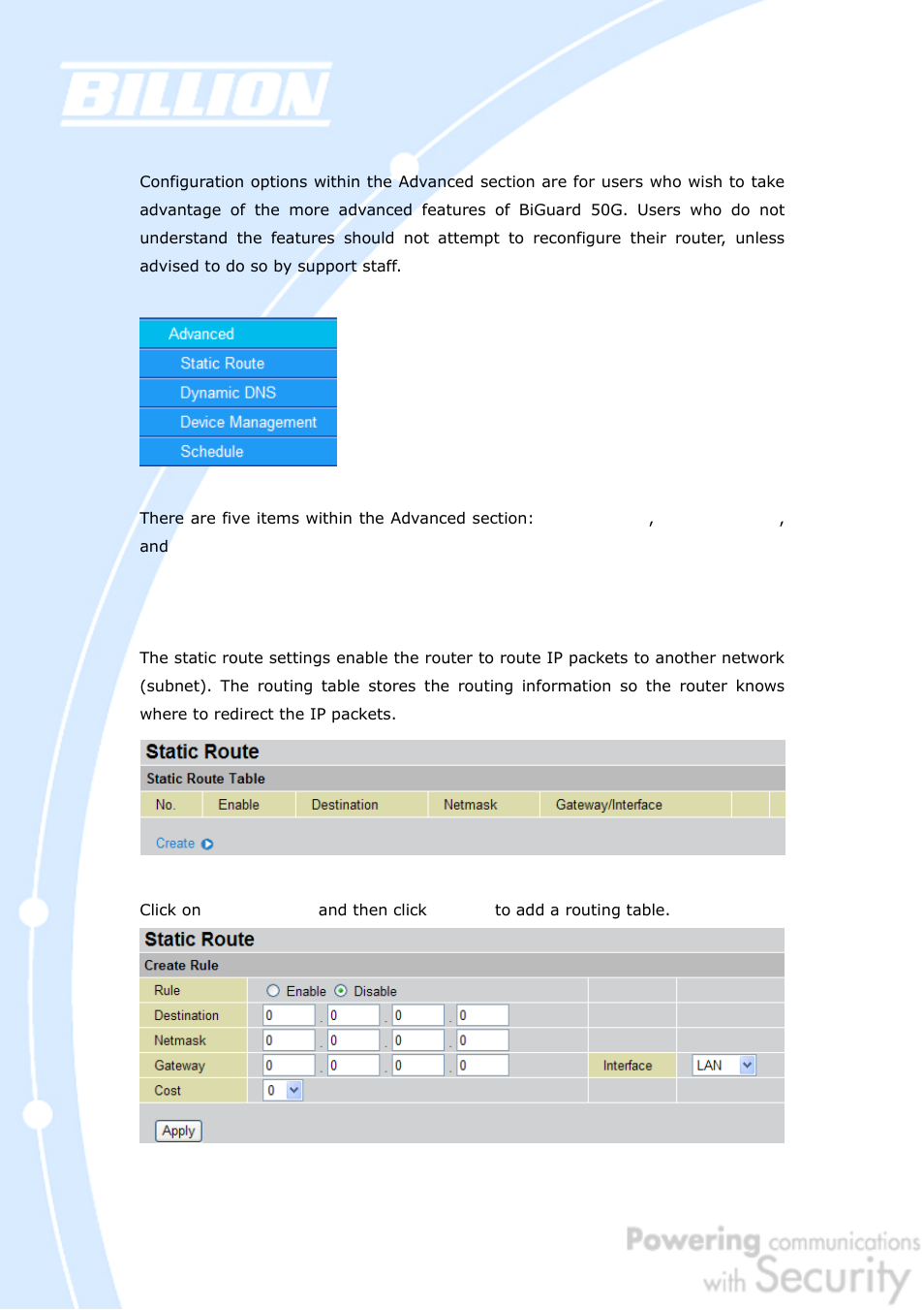 Billion Electric Company BiGuard 50G User Manual | Page 140 / 223