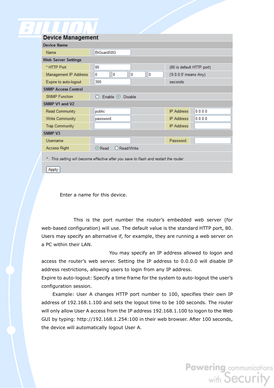 Billion Electric Company BiGuard 50G User Manual | Page 143 / 223