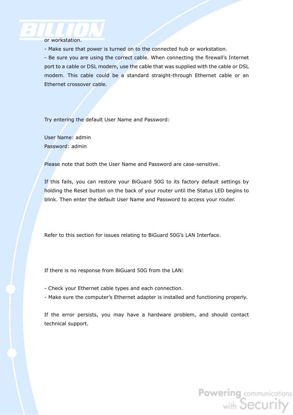 Billion Electric Company BiGuard 50G User Manual | Page 152 / 223