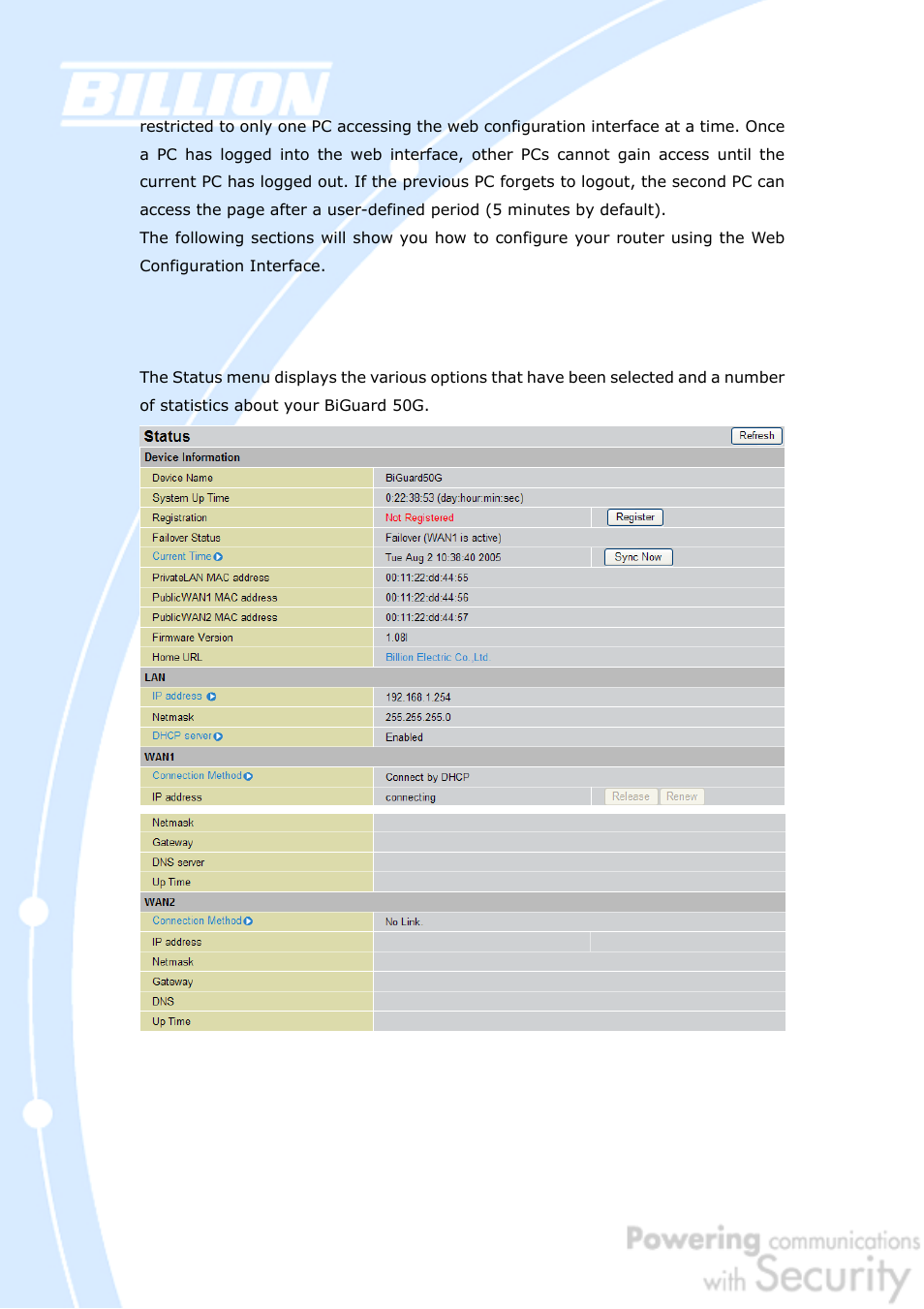 Billion Electric Company BiGuard 50G User Manual | Page 70 / 223