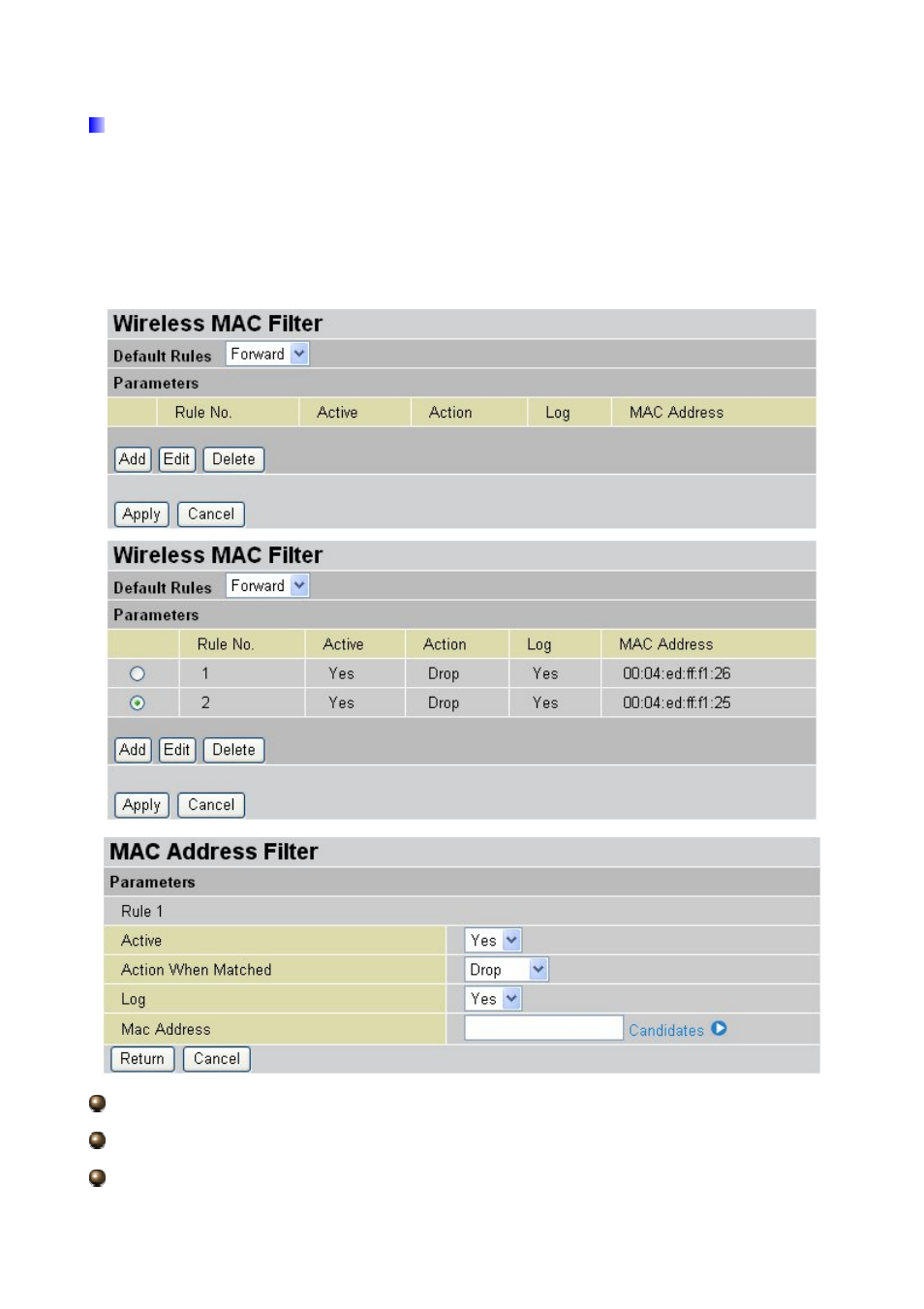 3 wireless mac filter | Billion Electric Company BIPAC 7300(G) User Manual | Page 63 / 103