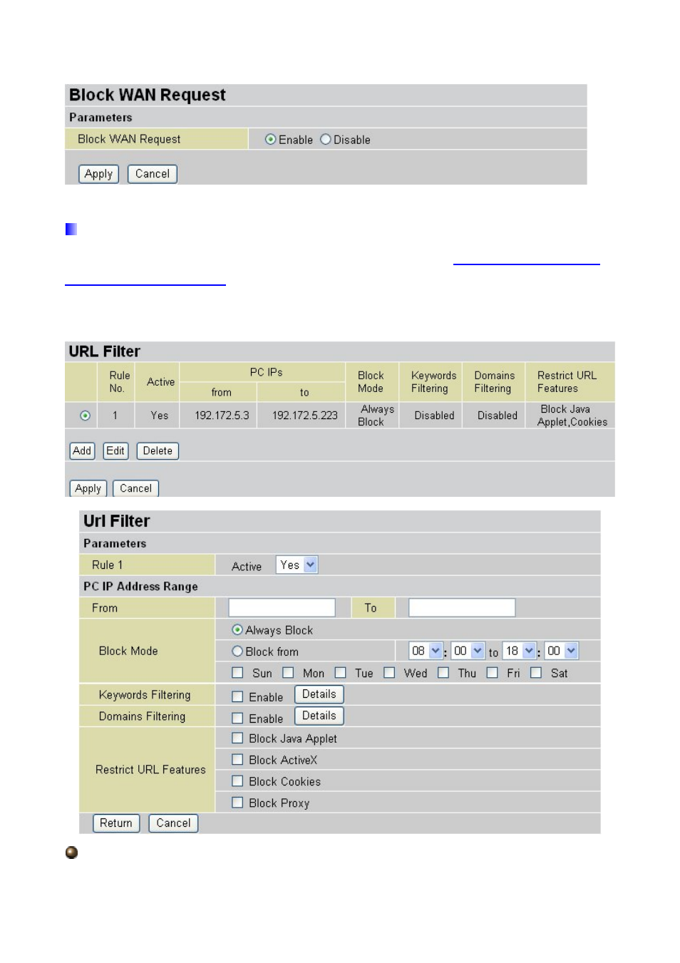 6 url filter | Billion Electric Company BIPAC 7300(G) User Manual | Page 65 / 103