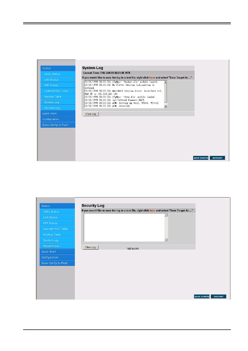 6 system log, 7 security logs | Billion Electric Company BIPAC 7100S User Manual | Page 26 / 56