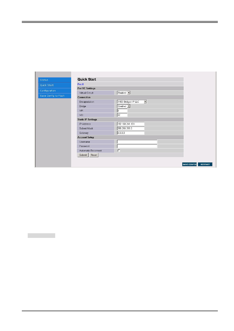 2 quick start, 3 configuration, 1 wan | Billion Electric Company BIPAC 7100S User Manual | Page 27 / 56