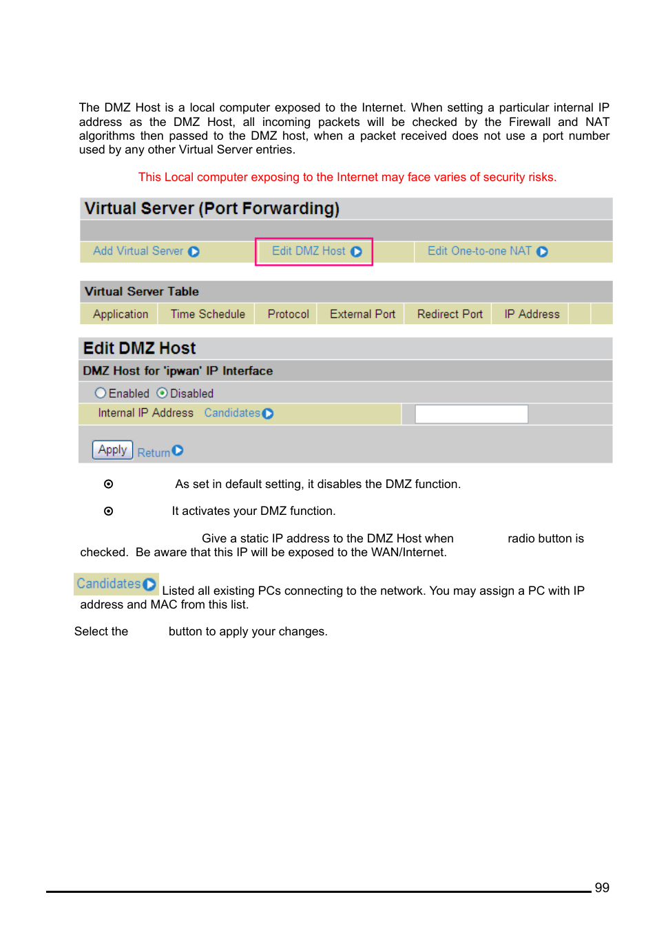 Edit dmz host | Billion Electric Company BiPAC 7402VL User Manual | Page 100 / 120