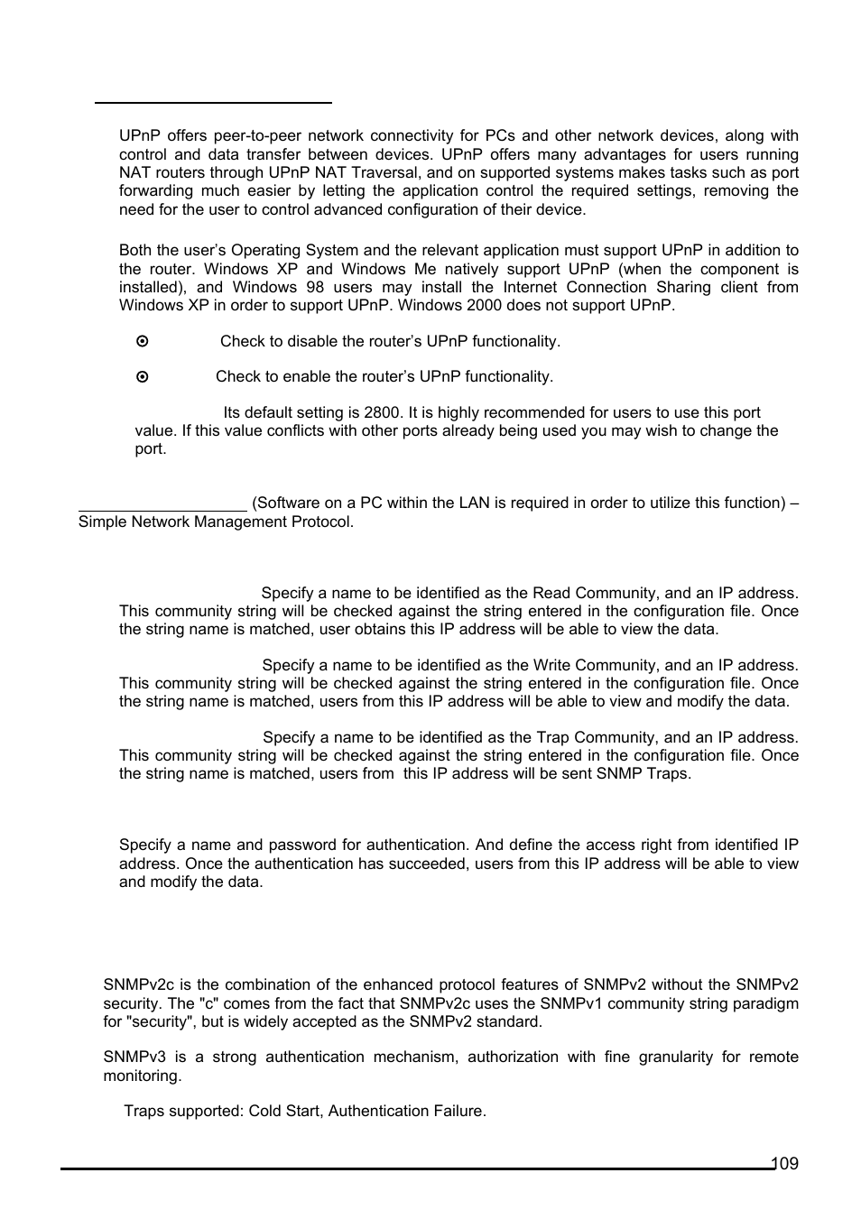 Snmp version: snmpv2c and snmpv3 | Billion Electric Company BiPAC 7402VL User Manual | Page 110 / 120