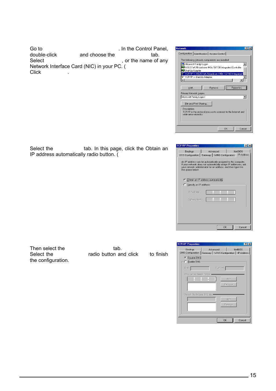 Configuring pc in windows 95/98/me | Billion Electric Company BiPAC 7402VL User Manual | Page 16 / 120