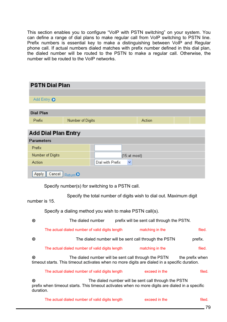 Pstn dial plan (bipac 7402vgp/7402vgo only) | Billion Electric Company BiPAC 7402VL User Manual | Page 80 / 120