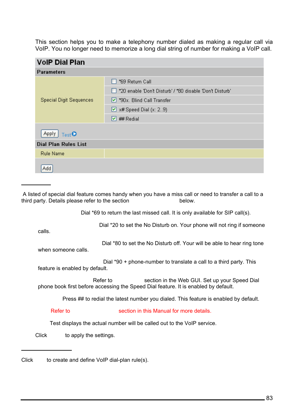 Voip dial plan | Billion Electric Company BiPAC 7402VL User Manual | Page 84 / 120