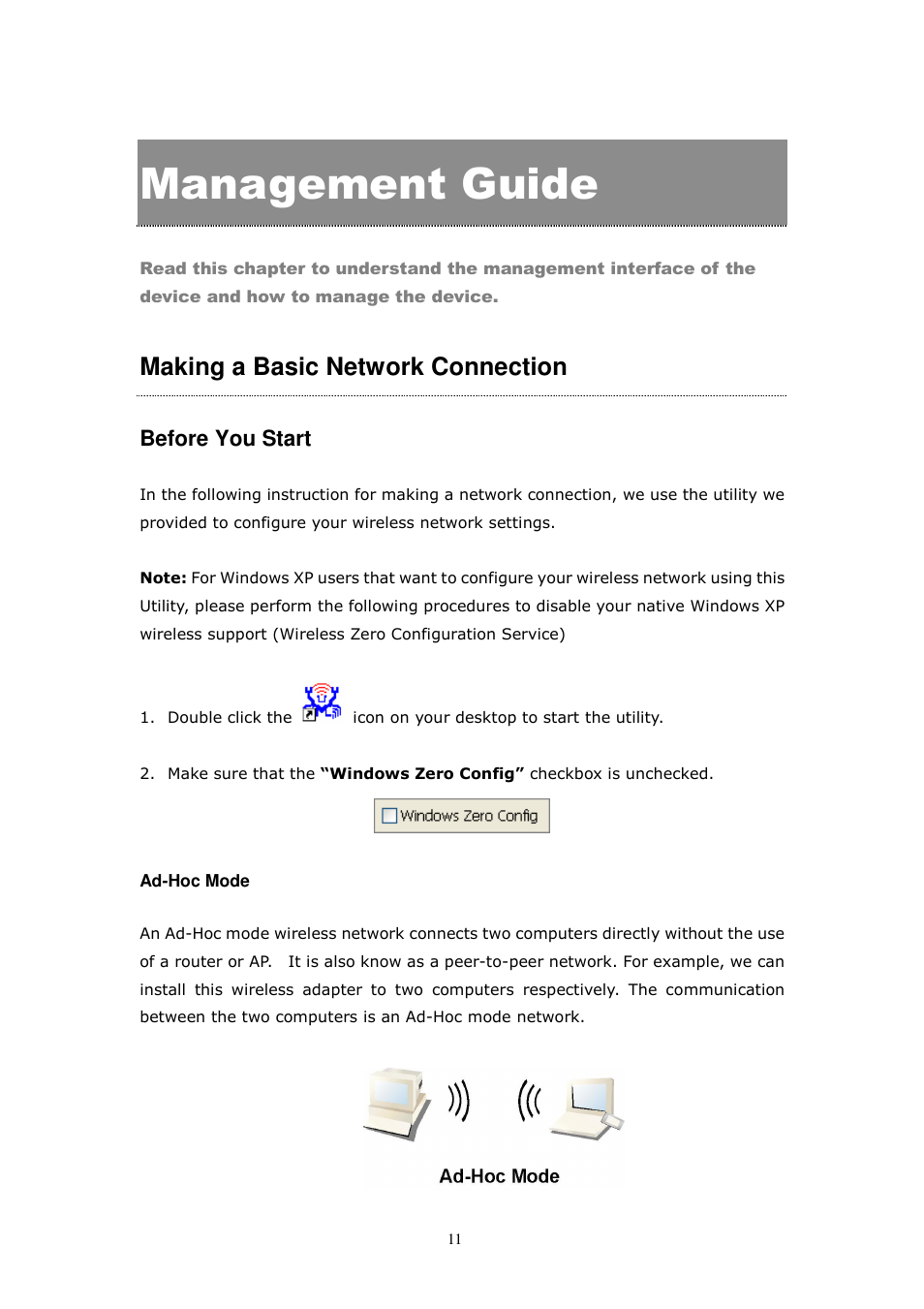 Management guide, Making a basic network connection, Before you start | Billion Electric Company BIPAC 3013G User Manual | Page 12 / 36