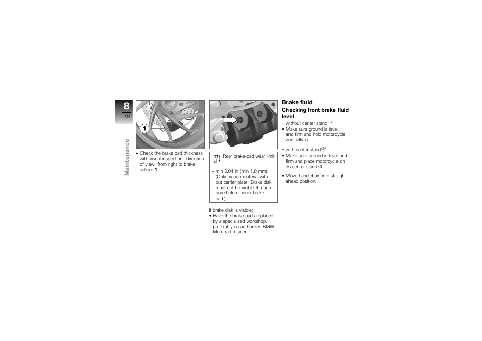 Brake fluid | BMW Motorrad K1300S User Manual | Page 108 / 170