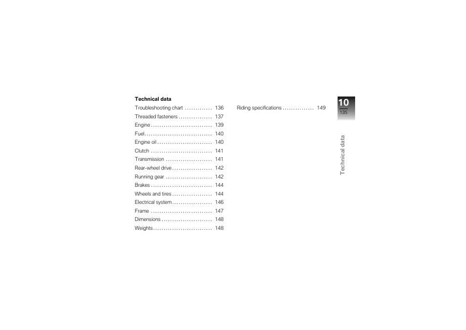 Technical data | BMW Motorrad K1300S User Manual | Page 139 / 170