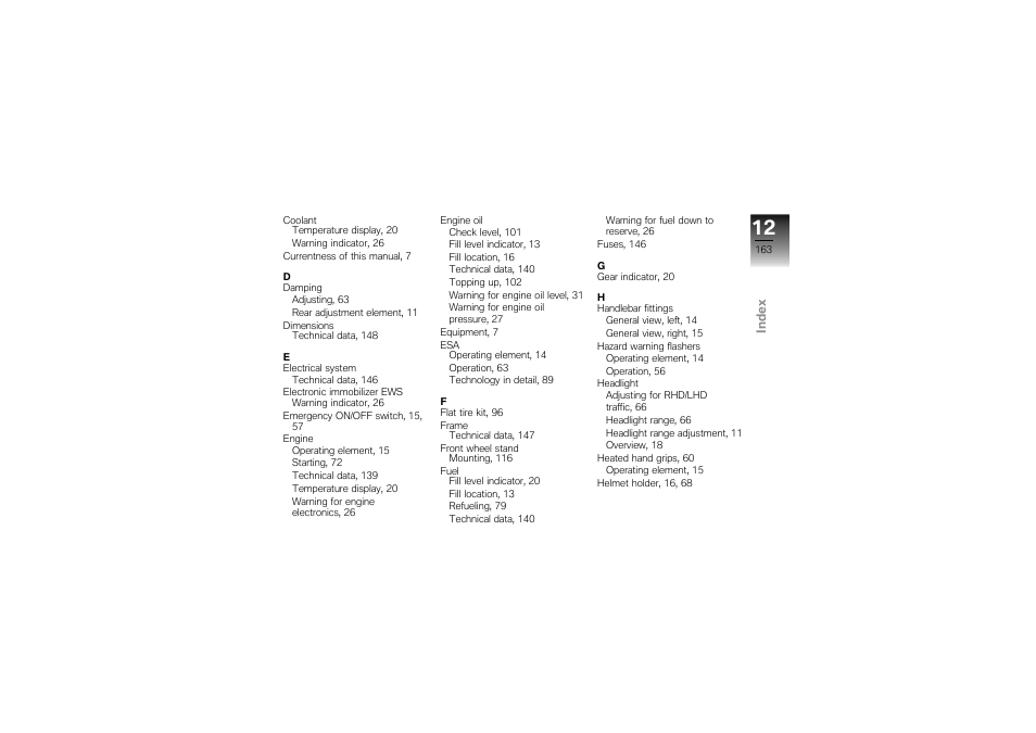 BMW Motorrad K1300S User Manual | Page 167 / 170