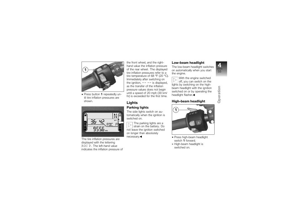 Lights | BMW Motorrad K1300S User Manual | Page 59 / 170