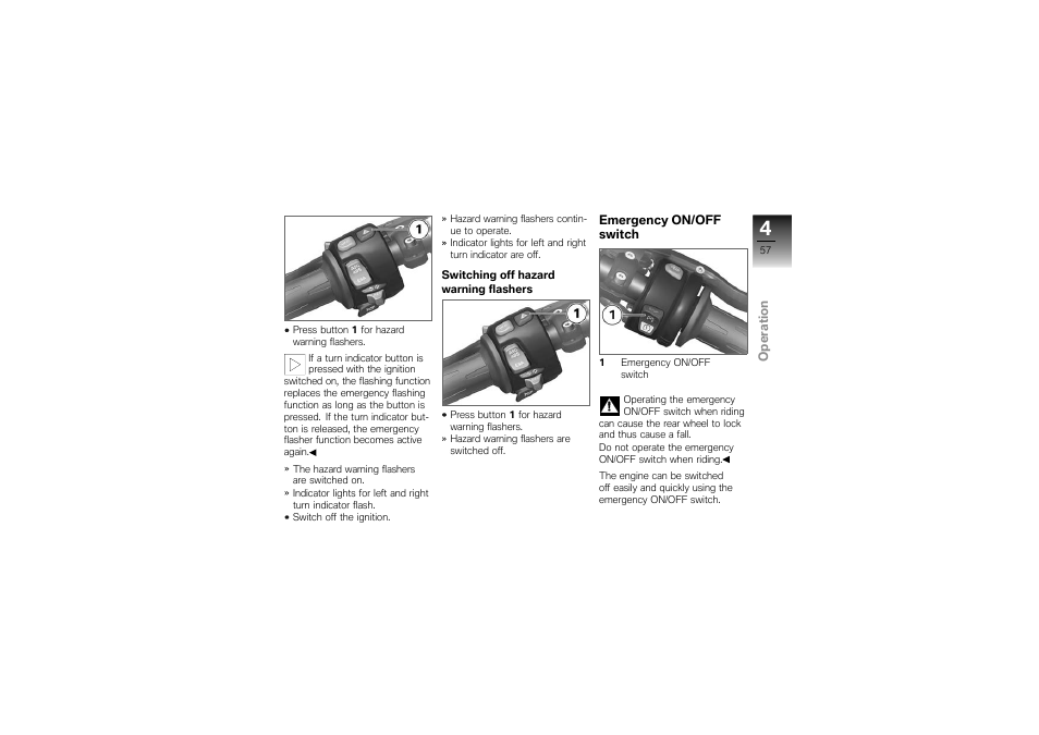 Emergency on/off switch | BMW Motorrad K1300S User Manual | Page 61 / 170