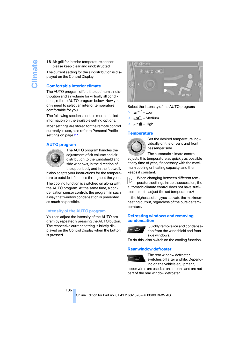 Tion, Climate | BMW 528I XDRIVE User Manual | Page 108 / 271