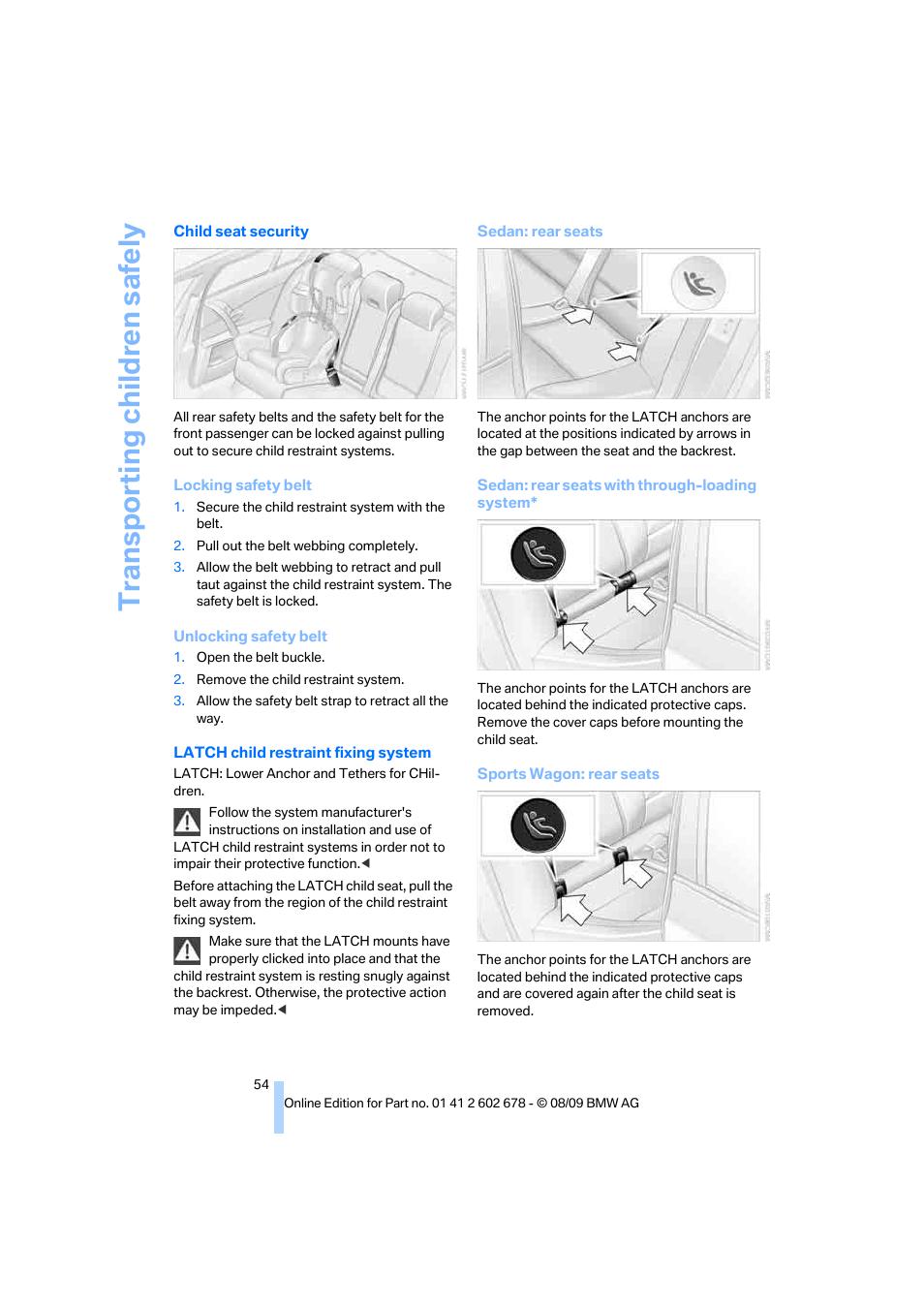 Transporting child ren safely | BMW 528I XDRIVE User Manual | Page 56 / 271