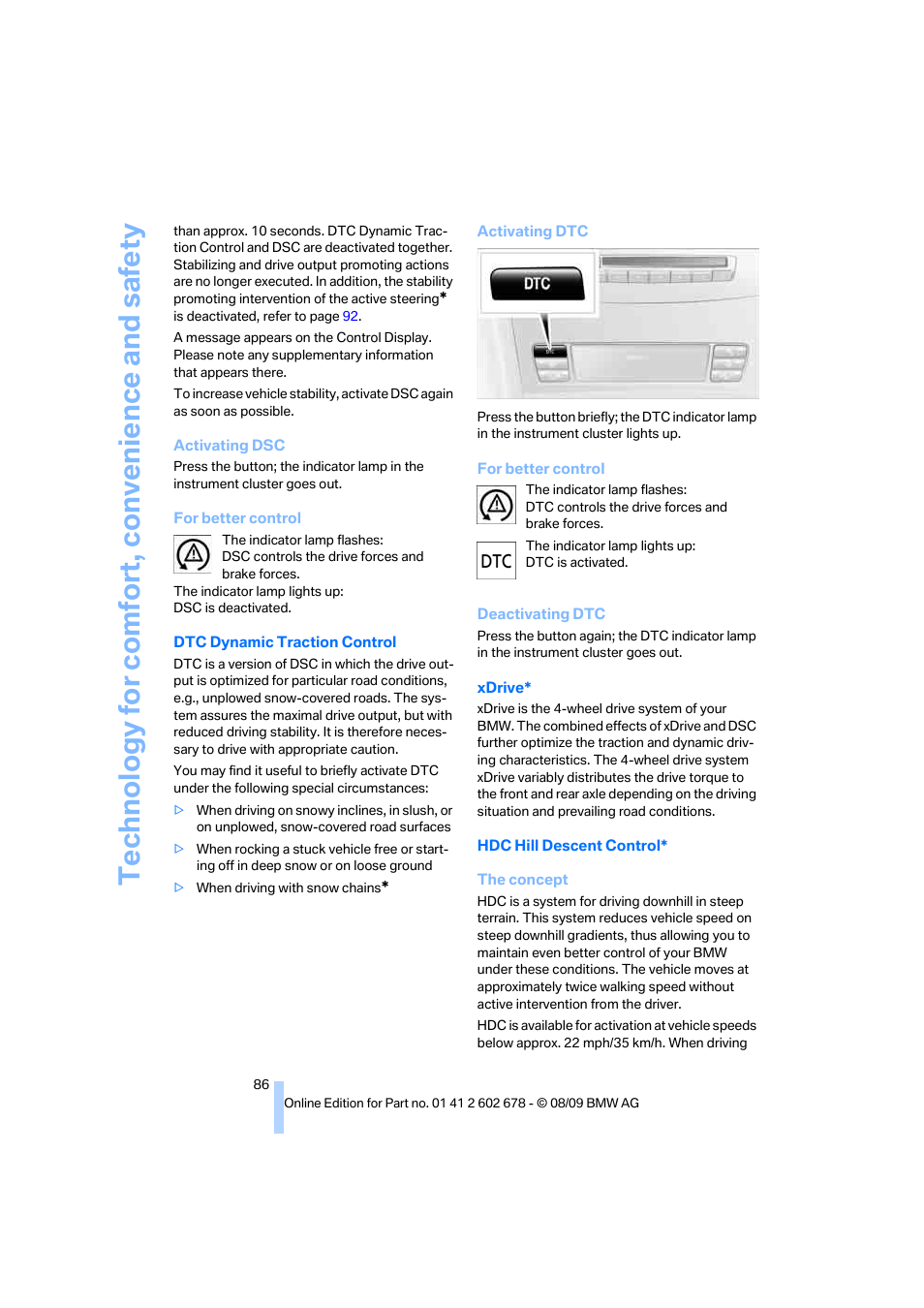 BMW 528I XDRIVE User Manual | Page 88 / 271