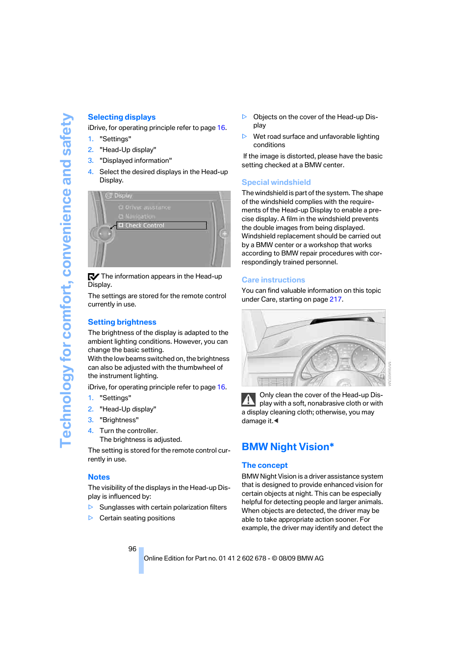 Bmw night vision | BMW 528I XDRIVE User Manual | Page 98 / 271