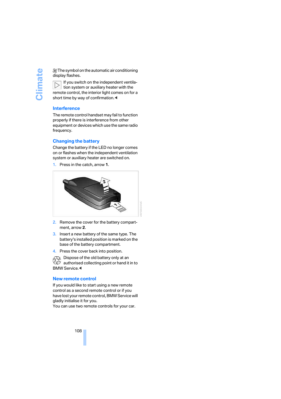 Climate | BMW 530XD User Manual | Page 109 / 248