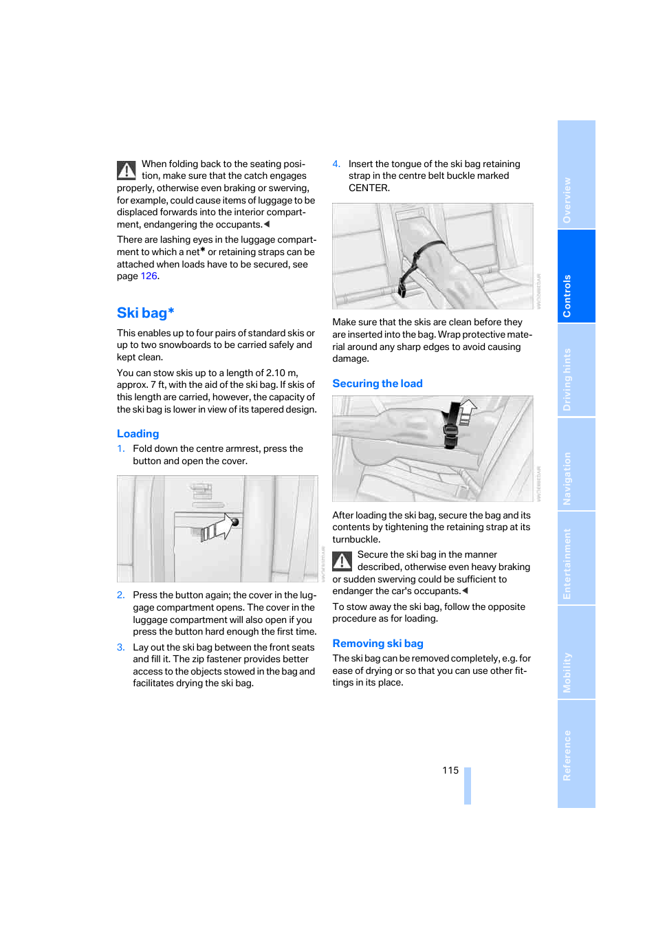Ski bag | BMW 530XD User Manual | Page 116 / 248