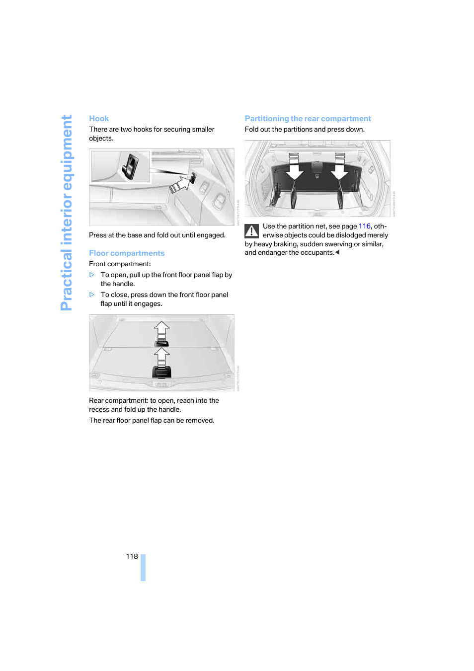 Practica l interior eq uip m ent | BMW 530XD User Manual | Page 119 / 248