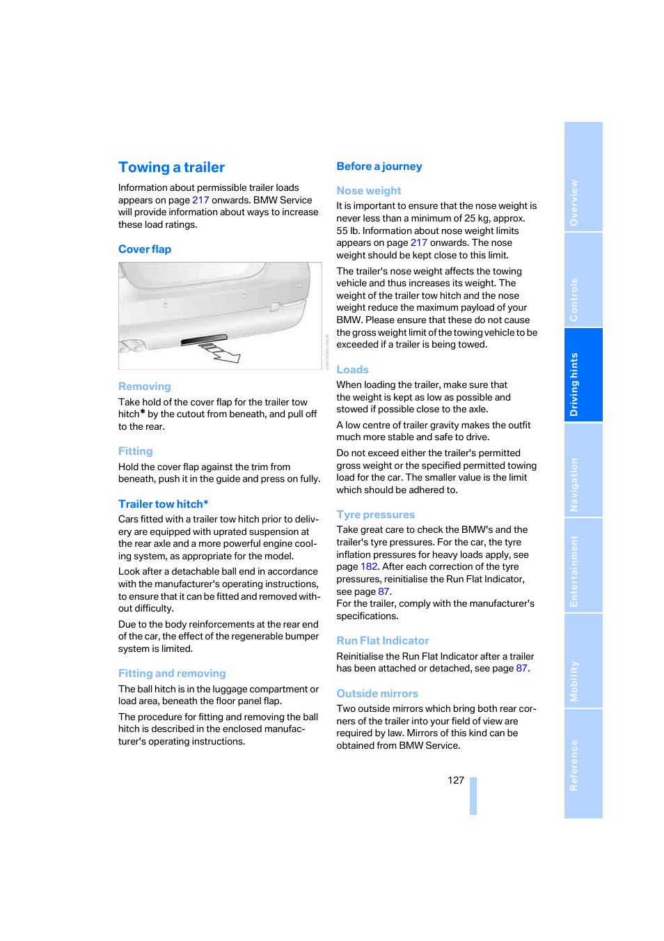 Towing a trailer | BMW 530XD User Manual | Page 128 / 248