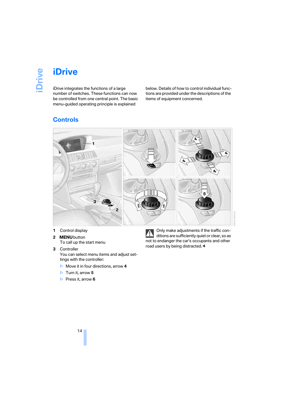 Idrive, Controls, Idriv e | BMW 530XD User Manual | Page 15 / 248