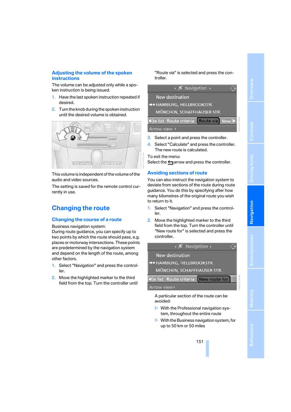 Changing the route | BMW 530XD User Manual | Page 152 / 248