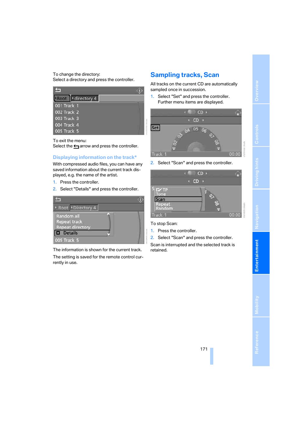 Sampling tracks, scan | BMW 530XD User Manual | Page 172 / 248