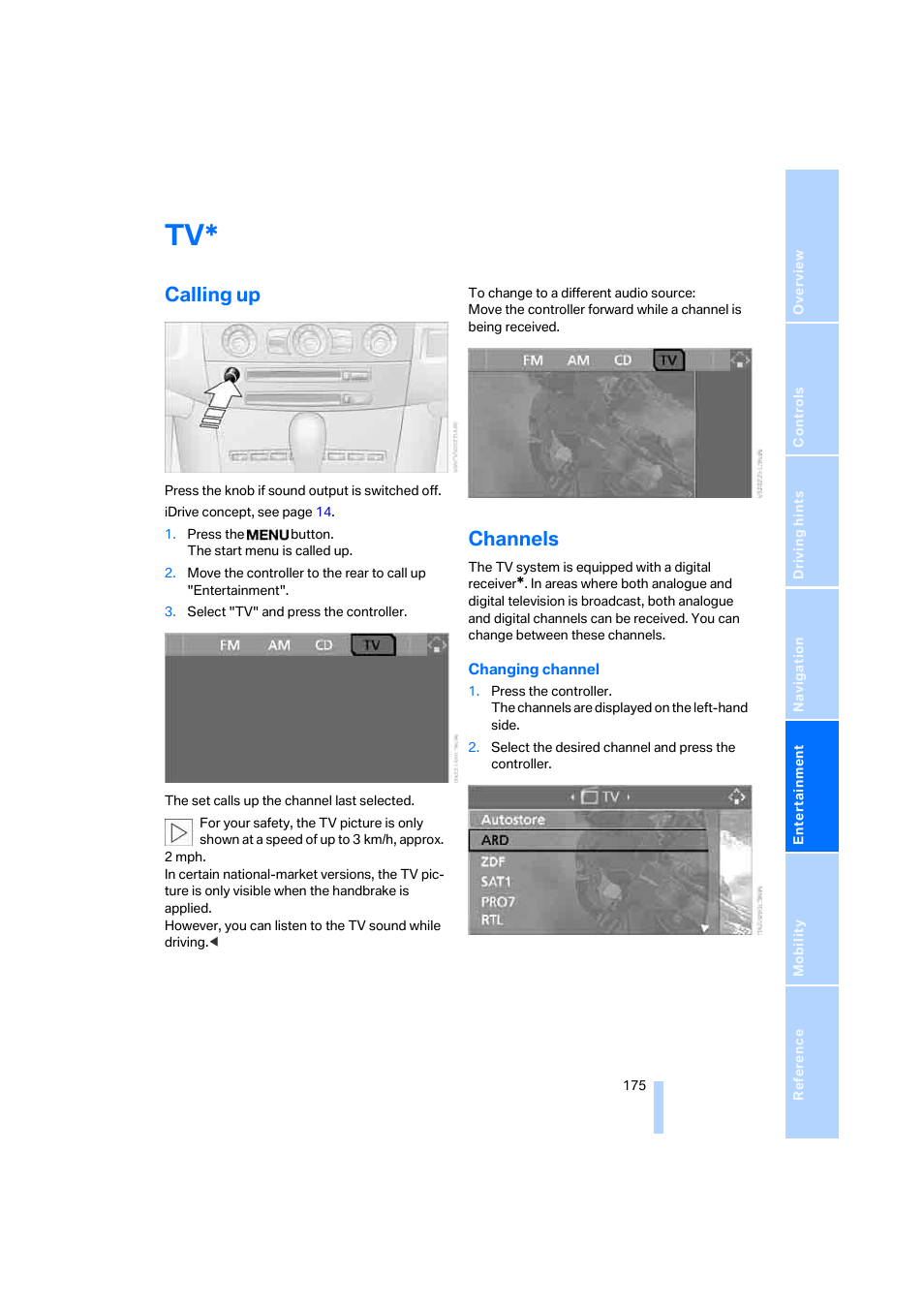 Calling up, Channels | BMW 530XD User Manual | Page 176 / 248