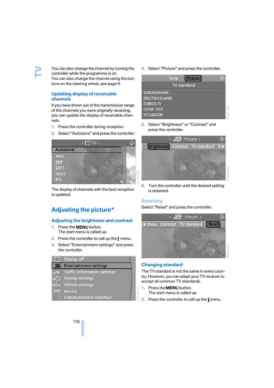 Adjusting the picture | BMW 530XD User Manual | Page 177 / 248