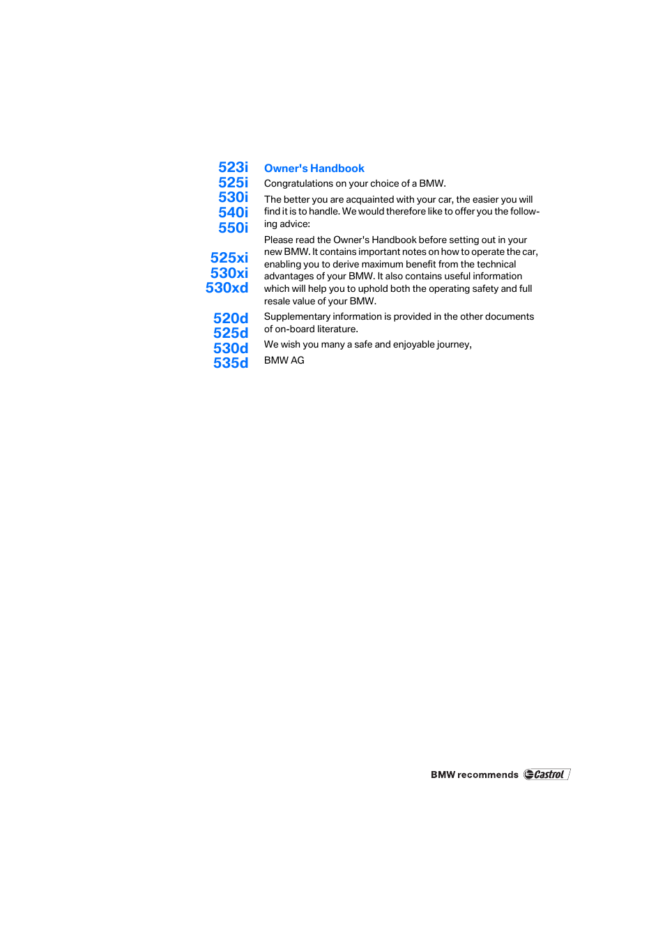 BMW 530XD User Manual | Page 2 / 248