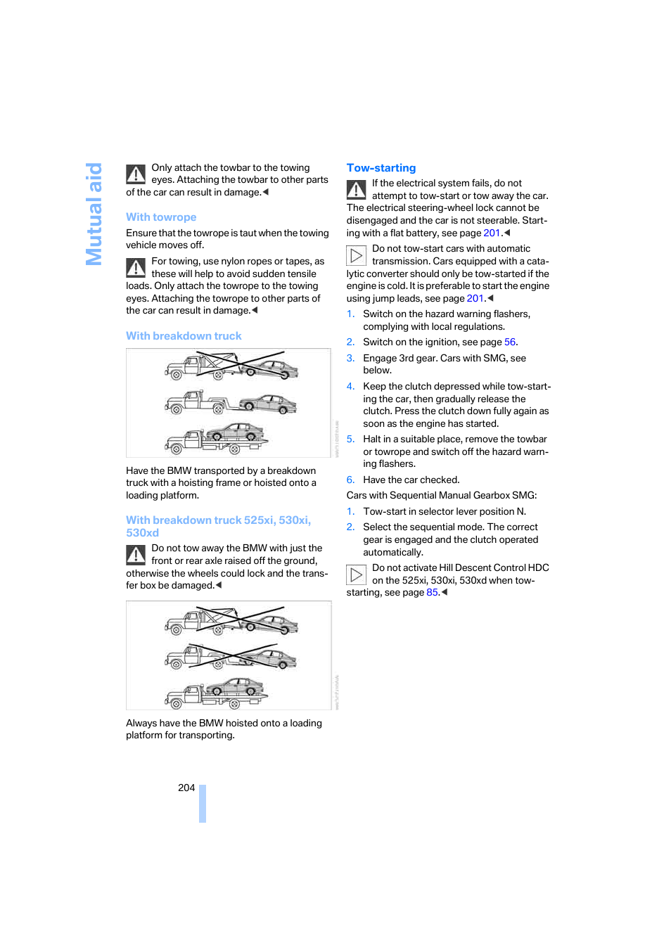 Mutual aid | BMW 530XD User Manual | Page 205 / 248