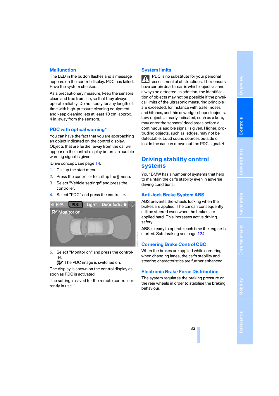 Driving stability control systems | BMW 530XD User Manual | Page 84 / 248