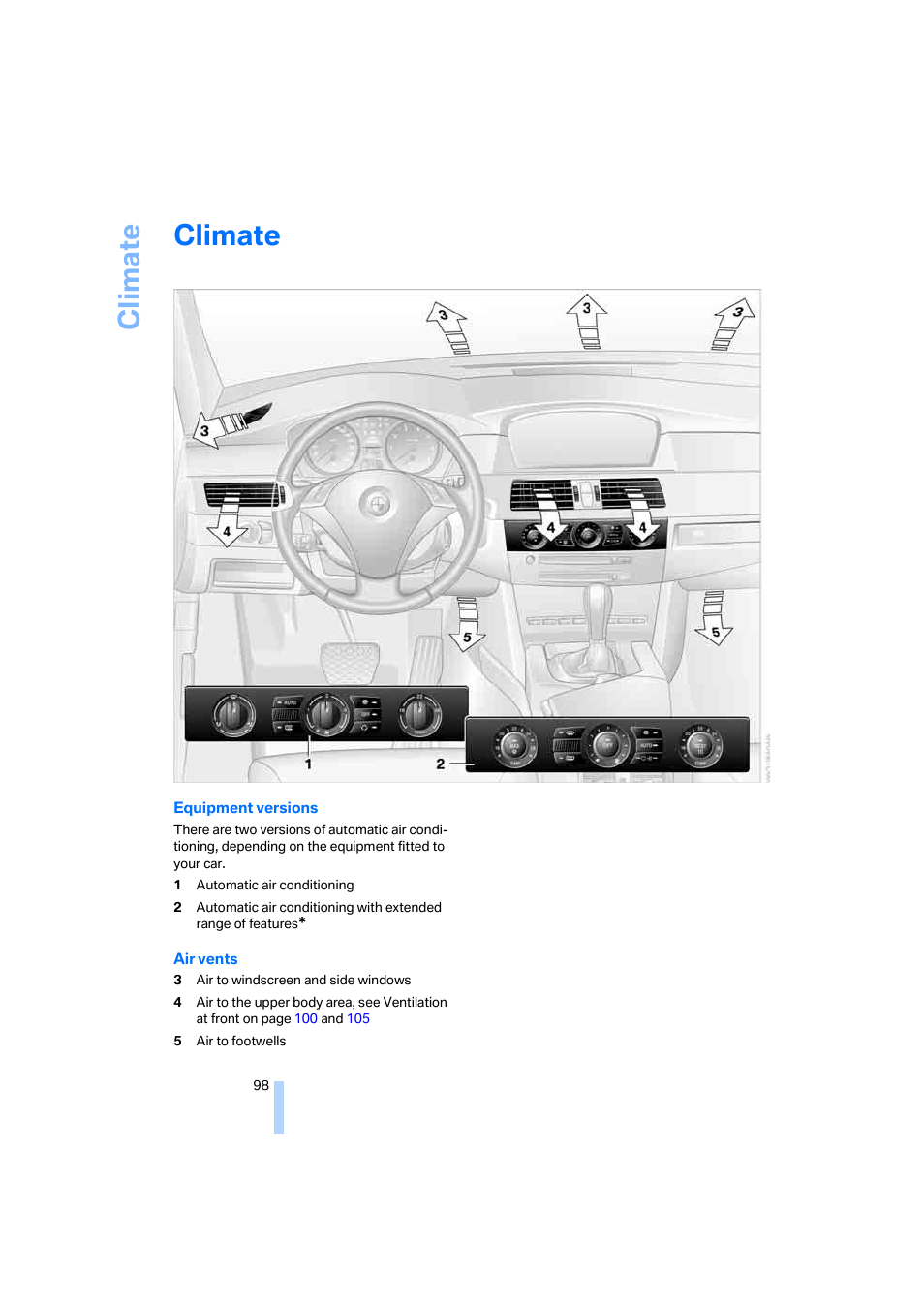 Climate | BMW 530XD User Manual | Page 99 / 248