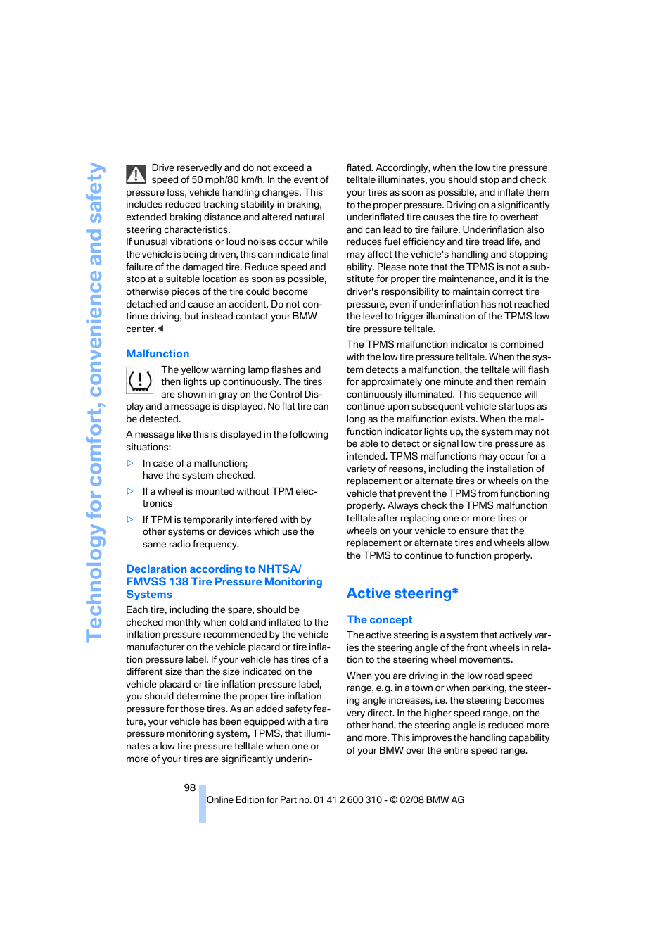 Active steering | BMW AG 528XI User Manual | Page 100 / 292