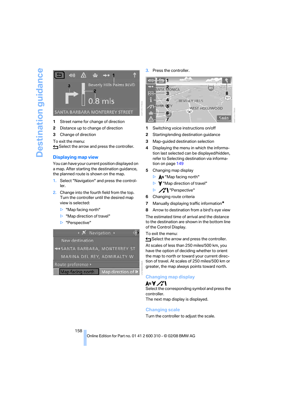 Destination guidance | BMW AG 528XI User Manual | Page 160 / 292