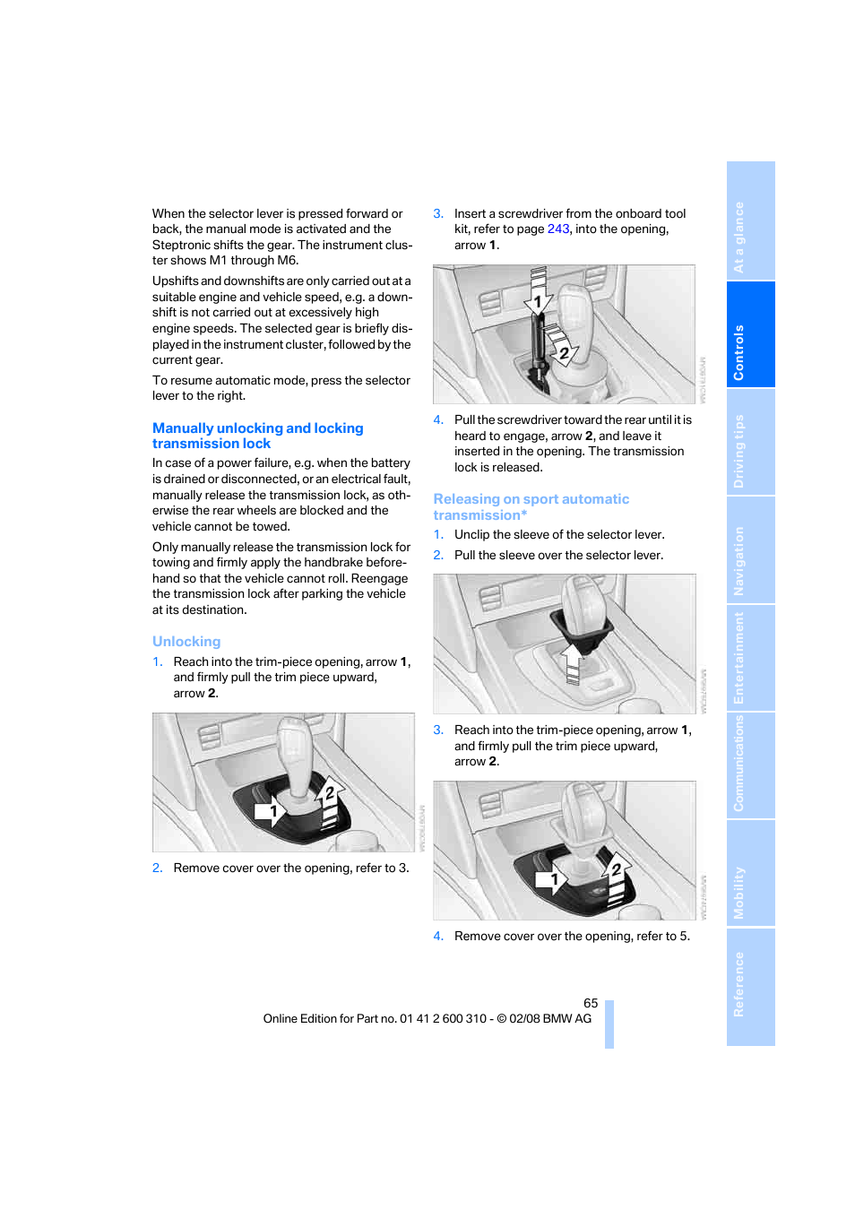 BMW AG 528XI User Manual | Page 67 / 292