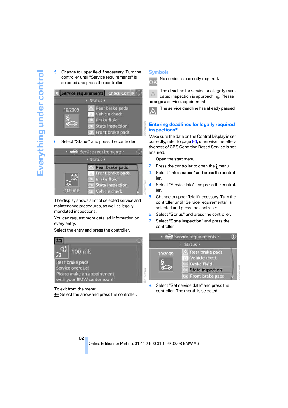 Eve ryth ing un de r co nt rol | BMW AG 528XI User Manual | Page 84 / 292