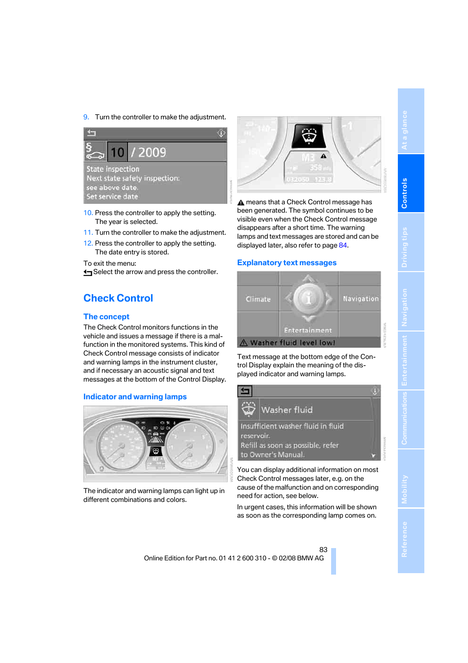 Check control, Check con- trol, r | BMW AG 528XI User Manual | Page 85 / 292