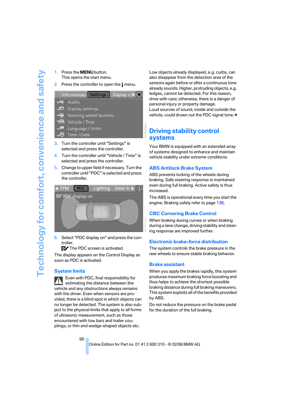 Driving stability control systems | BMW AG 528XI User Manual | Page 92 / 292